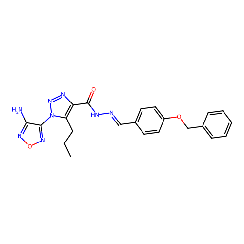(E)-1-(4-amino-1,2,5-oxadiazol-3-yl)-N'-(4-(benzyloxy)benzylidene)-5-propyl-1H-1,2,3-triazole-4-carbohydrazide structure