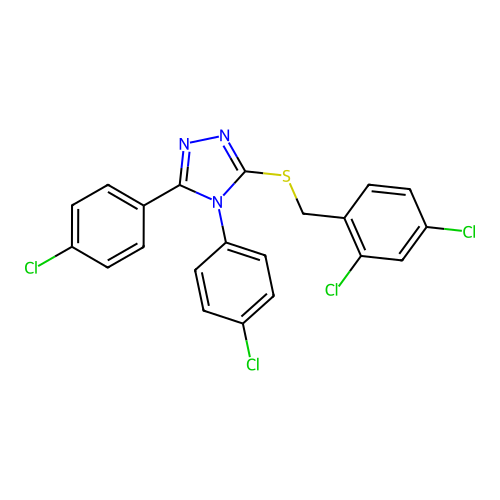 4,5-Bis(4-chlorophenyl)-3-[(2,4-dichlorophenyl)methylthio]-1,2,4-triazole structure