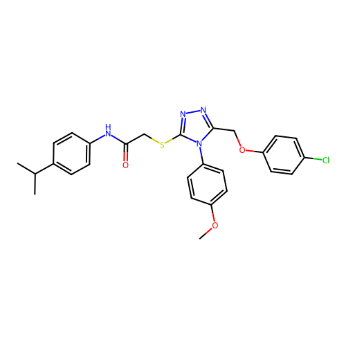 2-((5-((4-chlorophenoxy)methyl)-4-(4-methoxyphenyl)-4H-1,2,4-triazol-3-yl)thio)-N-(4-isopropylphenyl)acetamide structure