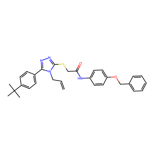N-[4-(benzyloxy)phenyl]-2-{[5-(4-tert-butylphenyl)-4-(prop-2-en-1-yl)-4H-1,2,4-triazol-3-yl]sulfanyl}acetamide structure