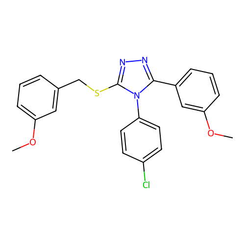 4-(4-chlorophenyl)-3-(3-methoxyphenyl)-5-[(3-methoxyphenyl)methylsulfanyl]-1,2,4-triazole structure