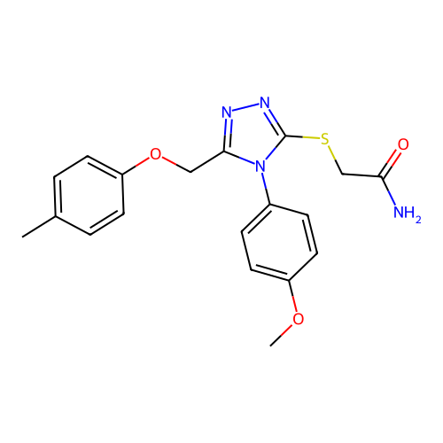 2-((4-(4-methoxyphenyl)-5-((p-tolyloxy)methyl)-4H-1,2,4-triazol-3-yl)thio)acetamide structure