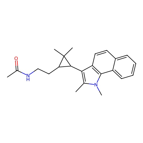 N-(2-(3-(1,2-dimethyl-1H-benzo[g]indol-3-yl)-2,2-dimethylcyclopropyl)ethyl)acetamide structure