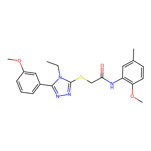 2-{[4-ethyl-5-(3-methoxyphenyl)-4H-1,2,4-triazol-3-yl]sulfanyl}-N-(2-methoxy-5-methylphenyl)acetamide structure