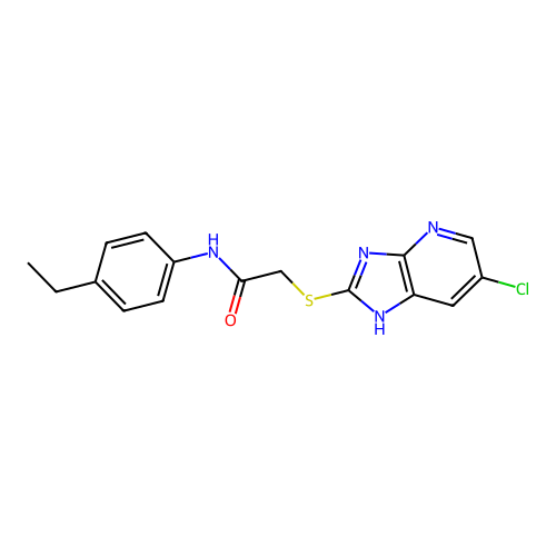 2-[(6-chloro-1H-imidazo[4,5-b]pyridin-2-yl)sulfanyl]-N-(4-ethylphenyl)acetamide structure