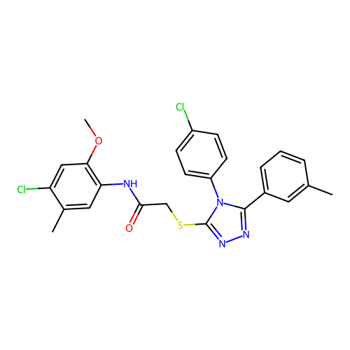 N-(4-chloro-2-methoxy-5-methylphenyl)-2-((4-(4-chlorophenyl)-5-(m-tolyl)-4H-1,2,4-triazol-3-yl)thio)acetamide structure