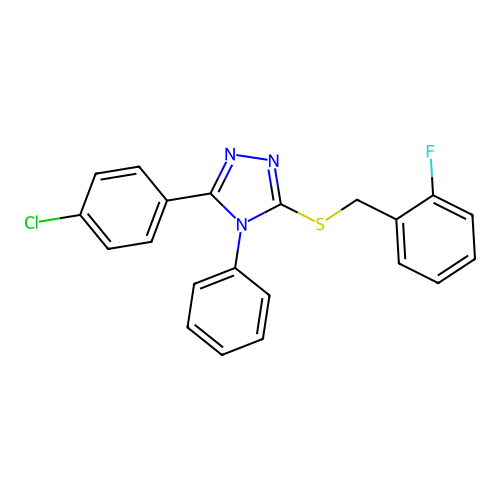 5-(4-Chlorophenyl)-3-[(2-fluorophenyl)methylthio]-4-phenyl-1,2,4-triazole structure