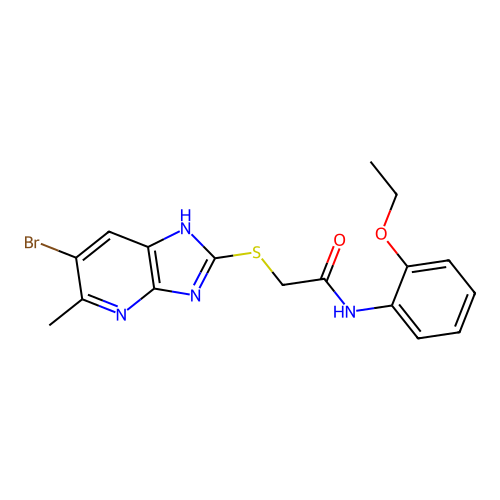 2-[(6-bromo-5-methyl-1H-imidazo[4,5-b]pyridin-2-yl)sulfanyl]-N-(2-ethoxyphenyl)acetamide structure