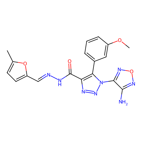 (E)-1-(4-amino-1,2,5-oxadiazol-3-yl)-5-(3-methoxyphenyl)-N'-((5-methylfuran-2-yl)methylene)-1H-1,2,3-triazole-4-carbohydrazide structure