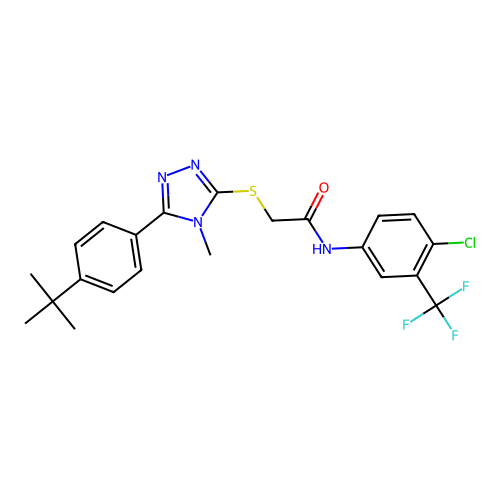2-{[5-(4-tert-butylphenyl)-4-methyl-4H-1,2,4-triazol-3-yl]sulfanyl}-N-[4-chloro-3-(trifluoromethyl)phenyl]acetamide structure