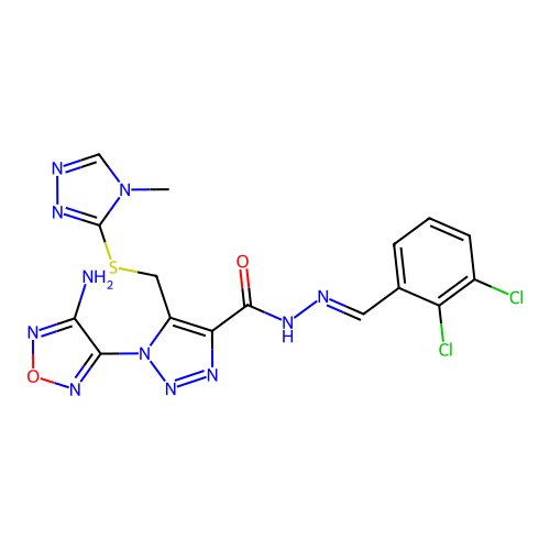 C16H13Cl2N11O2S structure