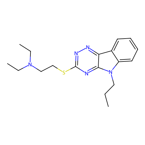 N,N-diethyl-2-[(5-propyl-5H-[1,2,4]triazino[5,6-b]indol-3-yl)sulfanyl]ethanamine structure