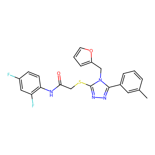 N-(2,4-difluorophenyl)-2-{[4-(furan-2-ylmethyl)-5-(3-methylphenyl)-4H-1,2,4-triazol-3-yl]sulfanyl}acetamide structure