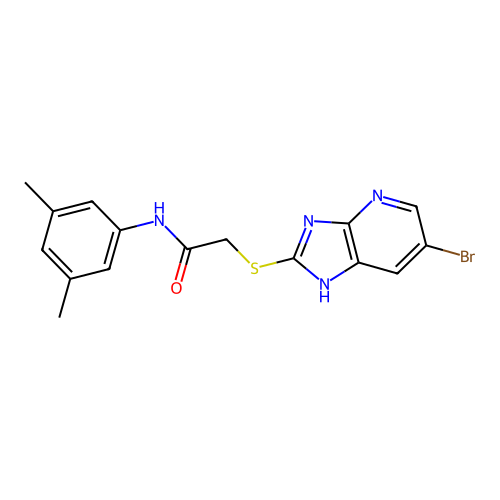 2-[(6-bromo-1H-imidazo[4,5-b]pyridin-2-yl)sulfanyl]-N-(3,5-dimethylphenyl)acetamide structure