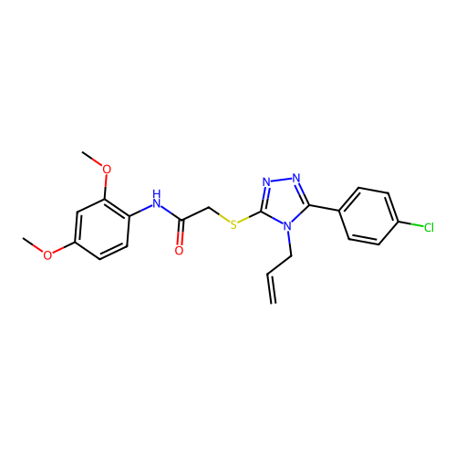 2-[[5-(4-chlorophenyl)-4-prop-2-enyl-1,2,4-triazol-3-yl]sulfanyl]-N-(2,4-dimethoxyphenyl)acetamide structure