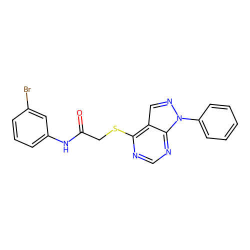 N-(3-bromophenyl)-2-((1-phenyl-1H-pyrazolo[3,4-d]pyrimidin-4-yl)thio)acetamide structure