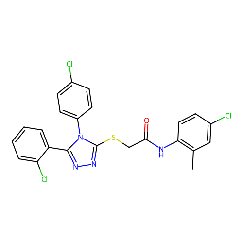 N-(4-chloro-2-methylphenyl)-2-{[5-(2-chlorophenyl)-4-(4-chlorophenyl)-4H-1,2,4-triazol-3-yl]sulfanyl}acetamide structure