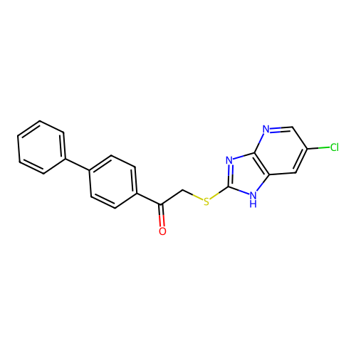 1-(biphenyl-4-yl)-2-[(6-chloro-1H-imidazo[4,5-b]pyridin-2-yl)sulfanyl]ethanone structure