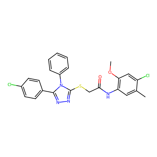 N-(4-chloro-2-methoxy-5-methylphenyl)-2-{[5-(4-chlorophenyl)-4-phenyl-4H-1,2,4-triazol-3-yl]sulfanyl}acetamide structure