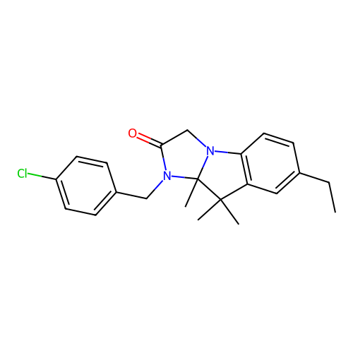 3-[(4-chlorophenyl)methyl]-6-ethyl-3a,4,4-trimethyl-1H-imidazo[1,2-a]indol-2-one structure