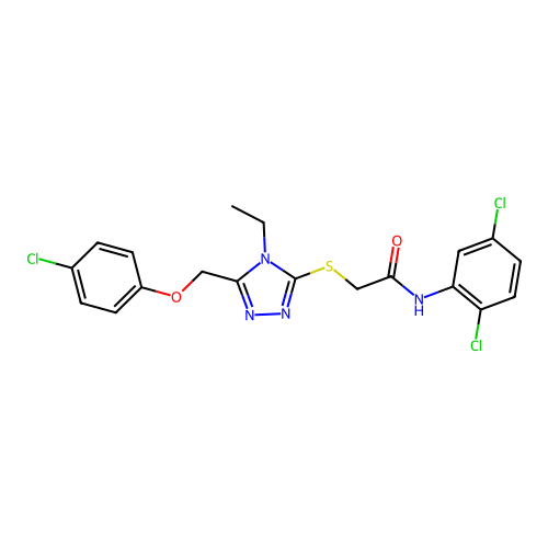 2-({5-[(4-chlorophenoxy)methyl]-4-ethyl-4H-1,2,4-triazol-3-yl}sulfanyl)-N-(2,5-dichlorophenyl)acetamide structure