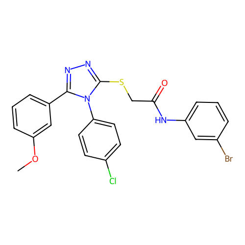 N-(3-bromophenyl)-2-[[4-(4-chlorophenyl)-5-(3-methoxyphenyl)-1,2,4-triazol-3-yl]sulfanyl]acetamide structure