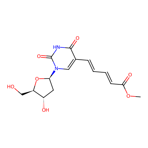 (E,E)-5-(4-carbomethoxy-1,3-butadienyl)-2'-deoxyuridine structure