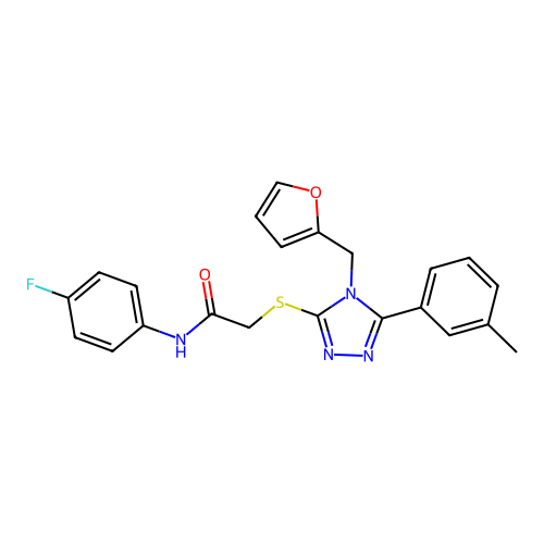 N-(4-fluorophenyl)-2-{[4-(furan-2-ylmethyl)-5-(3-methylphenyl)-4H-1,2,4-triazol-3-yl]sulfanyl}acetamide structure
