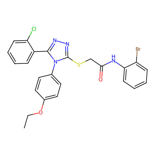 N-(2-bromophenyl)-2-[[5-(2-chlorophenyl)-4-(4-ethoxyphenyl)-1,2,4-triazol-3-yl]sulfanyl]acetamide structure