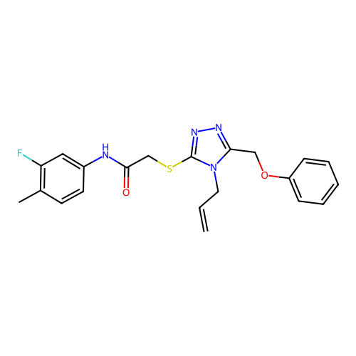N-(3-fluoro-4-methylphenyl)-2-{[5-(phenoxymethyl)-4-(prop-2-en-1-yl)-4H-1,2,4-triazol-3-yl]sulfanyl}acetamide structure
