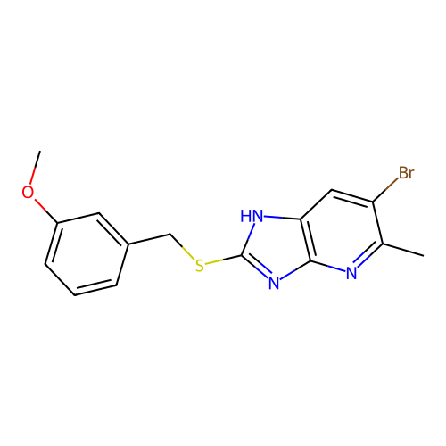 6-bromo-2-[(3-methoxybenzyl)sulfanyl]-5-methyl-3H-imidazo[4,5-b]pyridine structure