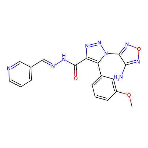 (E)-1-(4-amino-1,2,5-oxadiazol-3-yl)-5-(3-methoxyphenyl)-N'-(pyridin-3-ylmethylene)-1H-1,2,3-triazole-4-carbohydrazide structure