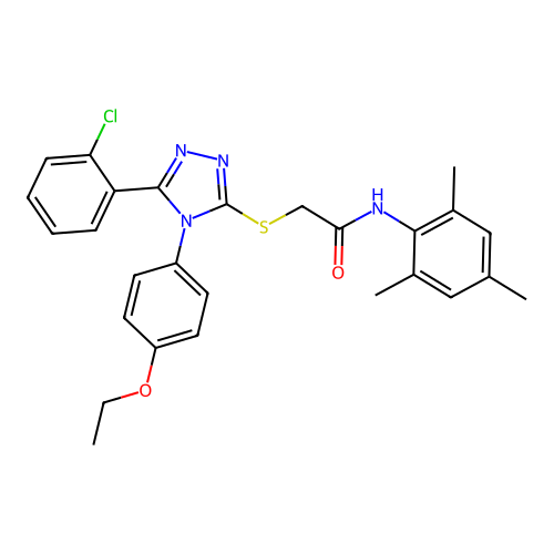 2-{[5-(2-chlorophenyl)-4-(4-ethoxyphenyl)-4H-1,2,4-triazol-3-yl]sulfanyl}-N-(2,4,6-trimethylphenyl)acetamide structure