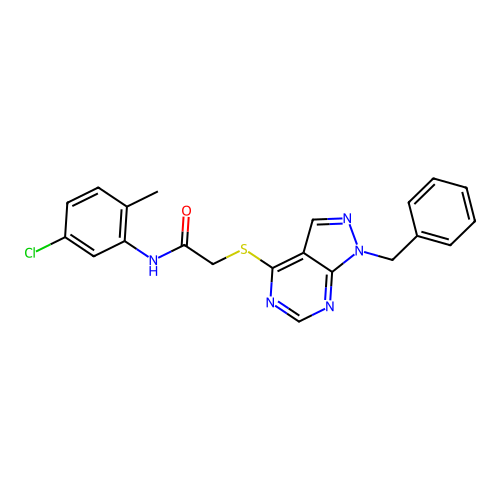 2-((1-benzyl-1H-pyrazolo[3,4-d]pyrimidin-4-yl)thio)-N-(5-chloro-2-methylphenyl)acetamide structure