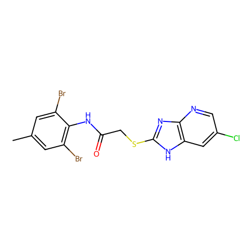 2-[(6-chloro-1H-imidazo[4,5-b]pyridin-2-yl)sulfanyl]-N-(2,6-dibromo-4-methylphenyl)acetamide structure