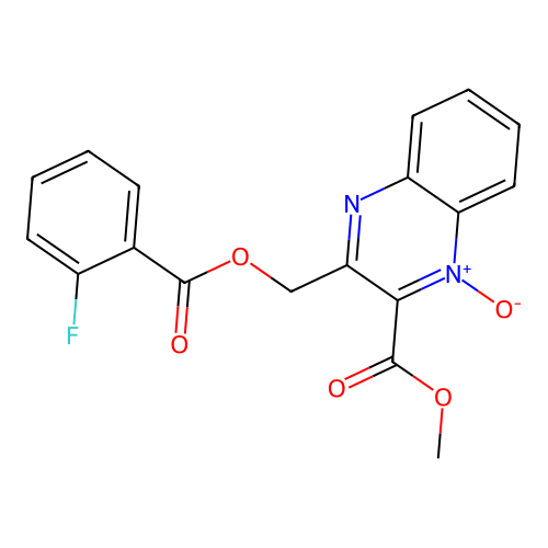 3-(((2-fluorobenzoyl)oxy)methyl)-2-(methoxycarbonyl)quinoxaline 1-oxide structure