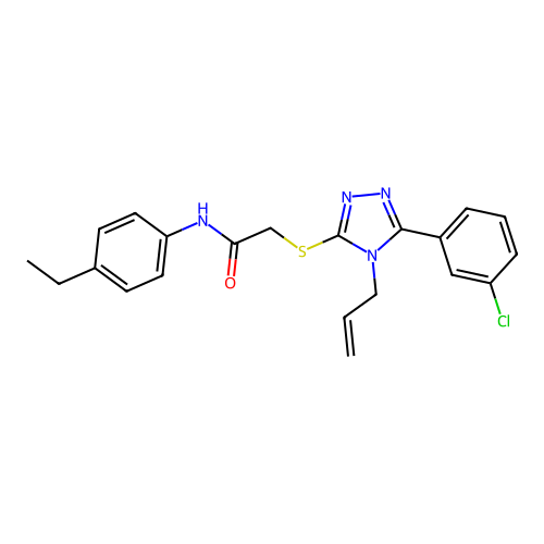 2-{[5-(3-chlorophenyl)-4-(prop-2-en-1-yl)-4H-1,2,4-triazol-3-yl]sulfanyl}-N-(4-ethylphenyl)acetamide structure