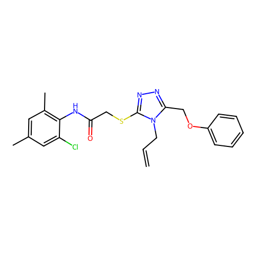N-(2-chloro-4,6-dimethylphenyl)-2-{[5-(phenoxymethyl)-4-(prop-2-en-1-yl)-4H-1,2,4-triazol-3-yl]sulfanyl}acetamide structure