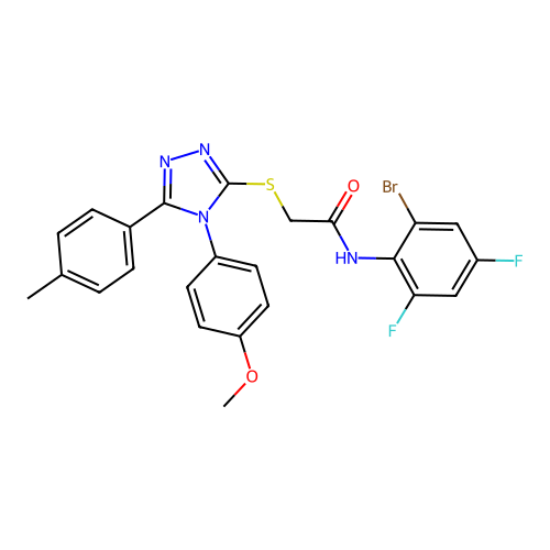 N-(2-bromo-4,6-difluorophenyl)-2-{[4-(4-methoxyphenyl)-5-(4-methylphenyl)-4H-1,2,4-triazol-3-yl]sulfanyl}acetamide structure