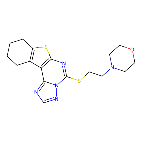 4-(2-((8,9,10,11-tetrahydrobenzo[4,5]thieno[3,2-e][1,2,4]triazolo[1,5-c]pyrimidin-5-yl)thio)ethyl)morpholine structure