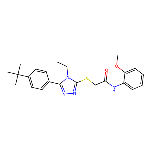 2-((5-(4-(tert-butyl)phenyl)-4-ethyl-4H-1,2,4-triazol-3-yl)thio)-N-(2-methoxyphenyl)acetamide structure