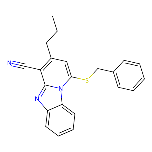 1-(Benzylsulfanyl)-3-propylpyrido[1,2-a]benzimidazole-4-carbonitrile structure