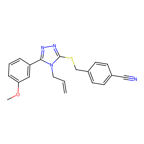 4-(((4-allyl-5-(3-methoxyphenyl)-4H-1,2,4-triazol-3-yl)thio)methyl)benzonitrile structure