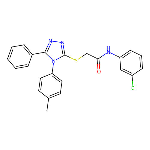 N-(3-chlorophenyl)-2-[[4-(4-methylphenyl)-5-phenyl-1,2,4-triazol-3-yl]sulfanyl]acetamide structure