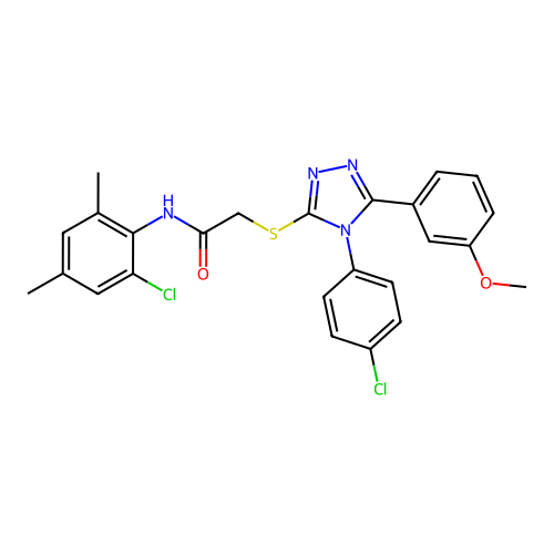 N-(2-chloro-4,6-dimethylphenyl)-2-{[4-(4-chlorophenyl)-5-(3-methoxyphenyl)-4H-1,2,4-triazol-3-yl]sulfanyl}acetamide structure