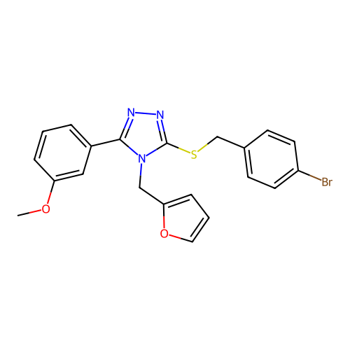 3-((4-bromobenzyl)thio)-4-(furan-2-ylmethyl)-5-(3-methoxyphenyl)-4H-1,2,4-triazole structure