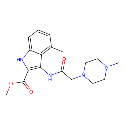 Methyl 4-methyl-3-[[2-(4-methylpiperazin-1-yl)acetyl]amino]-1H-indole-2-carboxylate structure
