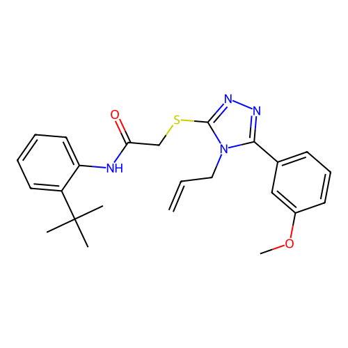 N-(2-tert-butylphenyl)-2-{[5-(3-methoxyphenyl)-4-(prop-2-en-1-yl)-4H-1,2,4-triazol-3-yl]sulfanyl}acetamide structure