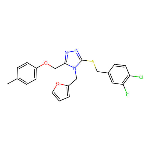 1-({5-[(3,4-dichlorophenyl)methylthio]-4-(2-furylmethyl)(1,2,4-triazol-3-yl)}m ethoxy)-4-methylbenzene structure