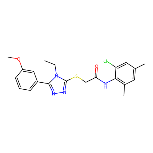N-(2-chloro-4,6-dimethylphenyl)-2-{[4-ethyl-5-(3-methoxyphenyl)-4H-1,2,4-triazol-3-yl]sulfanyl}acetamide structure
